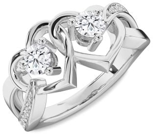 Diamond Platinum Heart Two Stone Ring