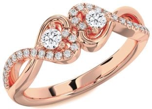 Diamond Rose Gold Heart Infinity Two Stone Ring