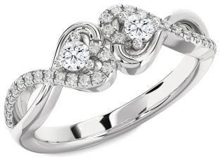 Diamond Platinum Heart Infinity Two Stone Ring