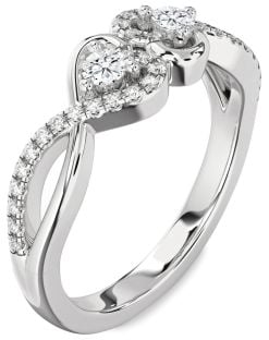 Diamond Platinum Heart Infinity Two Stone Ring