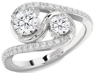 Diamond Platinum Round Two Stone Ring