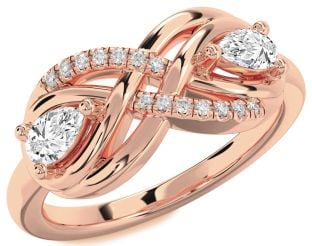 Diamond Rose Gold Infinity Pear Two Stone Ring