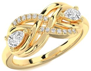 Diamond Gold Infinity Pear Two Stone Ring