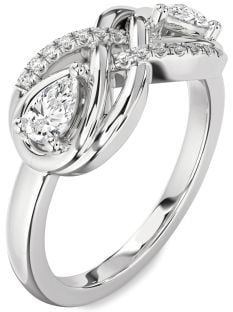 Diamond Platinum Infinity Pear Two Stone Ring