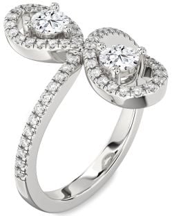 Diamond Platinum Infinity Round Two Stone Pave Ring