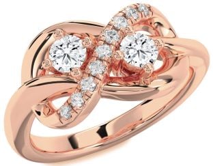 Diamond Rose Gold Infinity Round Two Stone Ring