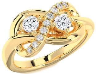 Diamond Gold Infinity Round Two Stone Ring