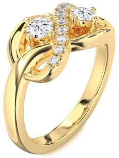 Diamond Gold Infinity Round Two Stone Ring