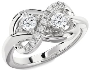 Diamond Platinum Infinity Round Two Stone Ring