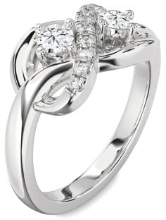 Diamond Platinum Infinity Round Two Stone Ring