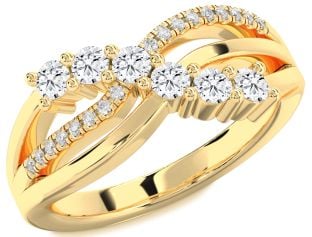 Diamond Gold Infinity Round Promise Ring