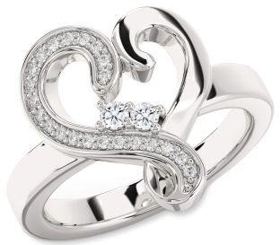 Diamond Platinum Heart Two Stone Ring