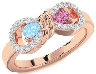 Diamond Rose Gold Bow Pear Two Stone Promise Ring