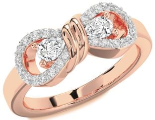 Diamond Rose Gold Bow Pear Two Stone Ring