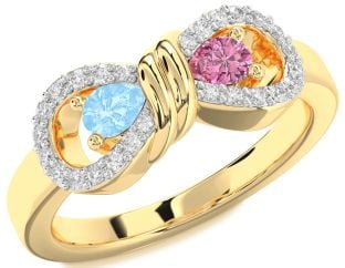 Diamond Gold Bow Pear Two Stone Promise Ring