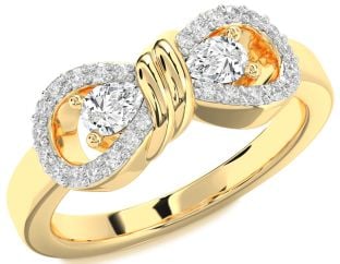 Diamond Gold Bow Pear Two Stone Ring