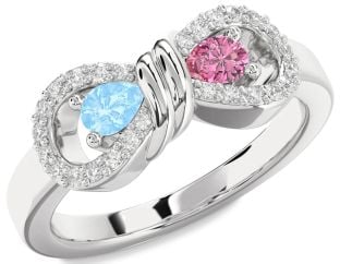 Diamond Platinum Bow Pear Two Stone Promise Ring