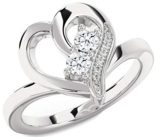 Diamond Platinum Heart Two Stone Ring