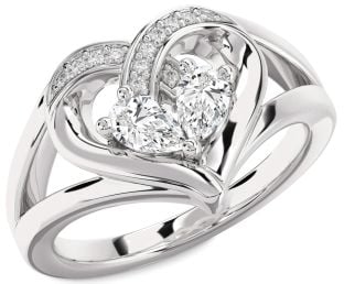 Diamond Platinum Heart Two Stone Ring