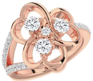 Diamond Rose Gold Shamrock Round Four Stone Ring