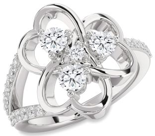 Diamond Platinum Shamrock Round Four Stone Ring