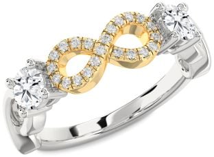 Diamond Silver & 10K gold Infinity Round Two Stone Ring