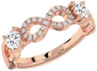Diamond Rose Gold Infinity Round Two Stone Ring