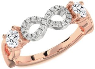 Diamond White Rose Gold Infinity Round Two Stone Ring