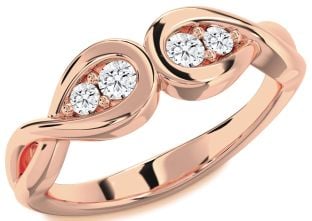 Diamond Rose Gold Infinity Round Two Stone Ring