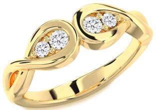 Diamond Gold Infinity Round Two Stone Ring
