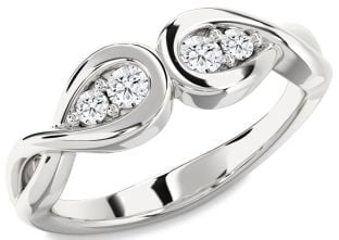 Diamond Platinum Infinity Round Two Stone Ring