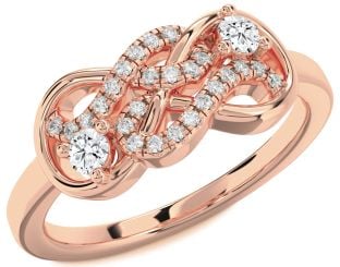 Diamond Rose Gold Infinity Round Two Stone Ring
