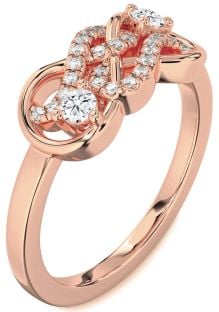 Diamond Rose Gold Infinity Round Two Stone Ring