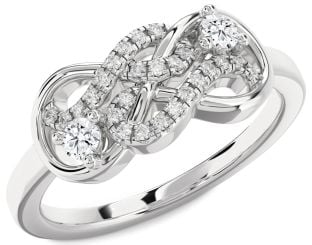 Diamond Platinum Infinity Round Two Stone Ring