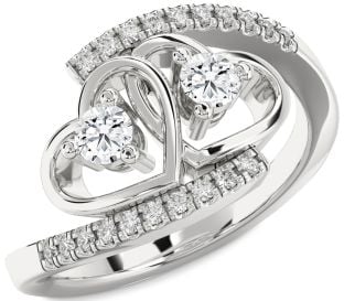 Diamond Platinum Heart Two Stone Ring
