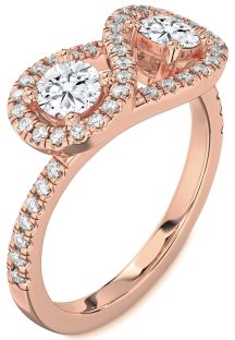 Diamond Rose Gold Infinity Round Two Stone Pave Ring