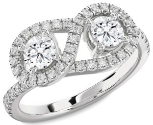 Diamond Platinum Infinity Round Two Stone Pave Ring