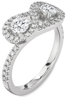 Diamond Platinum Infinity Round Two Stone Pave Ring