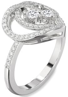 Diamond Platinum Heart Two Stone Ring