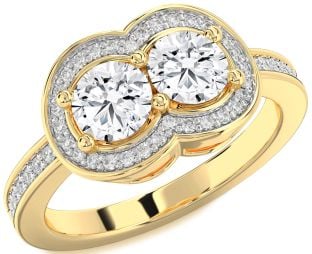 Diamond Gold Infinity Round Two Stone Ring