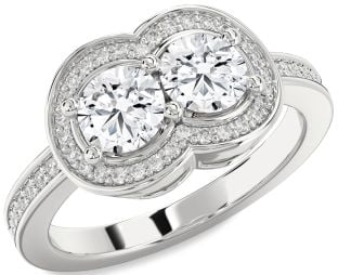Diamond Platinum Infinity Round Two Stone Ring