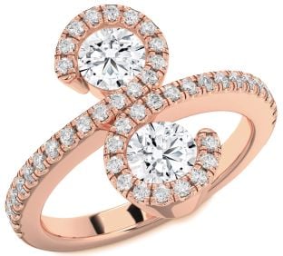 Diamond Rose Gold Infinity Round Two Stone Pave Ring