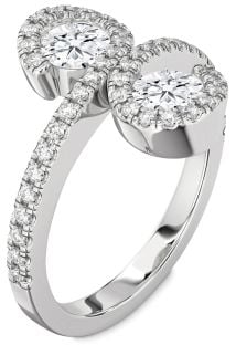Diamond Platinum Infinity Round Two Stone Pave Ring