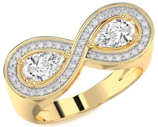 Diamond Gold Infinity Pear Two Stone Ring