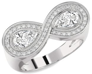 Diamond Platinum Infinity Pear Two Stone Ring