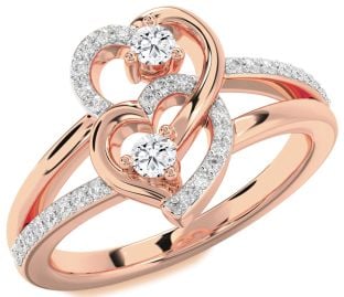 Diamond Rose Gold Heart Two Stone Ring