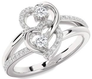 Diamond Platinum Heart Two Stone Ring
