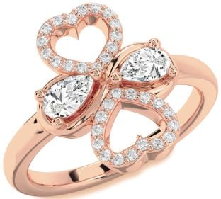 Diamond Rose Gold Heart Two Stone Ring