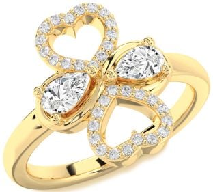 Diamond Gold Heart Two Stone Ring
