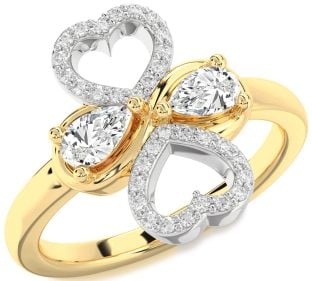 Diamond Platinum & Yellow Gold Heart Two Stone Ring